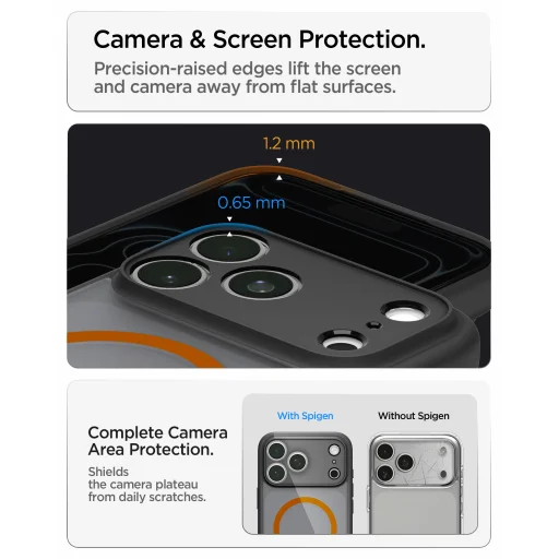 iPhone 18 Pro Max / 17 Pro Max matt fekete-narancssárga Spigen Ultra Hybrid MagSafe védőtok - 21