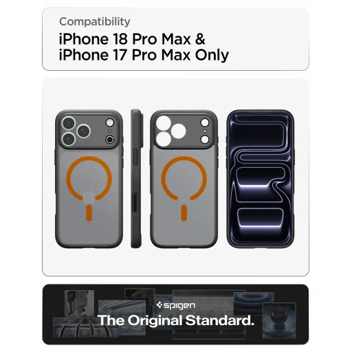 iPhone 18 Pro Max / 17 Pro Max matt fekete-narancssárga Spigen Ultra Hybrid MagSafe védőtok - 23
