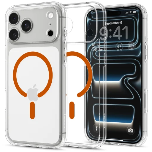Apple iPhone 18 Pro Max / 17 Pro Max átlátszó narancssárga Spigen Ultra Hybrid MagSafe tok - 2