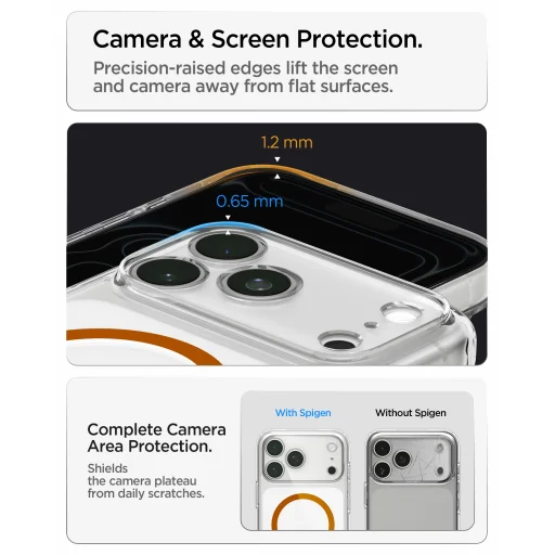 Apple iPhone 18 Pro Max / 17 Pro Max átlátszó narancssárga Spigen Ultra Hybrid MagSafe tok - 19