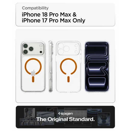Apple iPhone 18 Pro Max / 17 Pro Max átlátszó narancssárga Spigen Ultra Hybrid MagSafe tok - 21