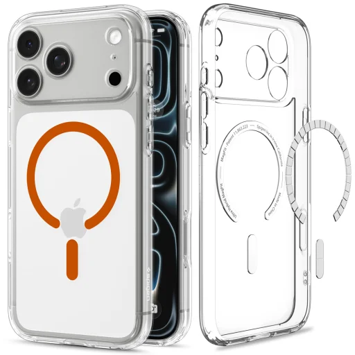 Apple iPhone 18 Pro Max / 17 Pro Max átlátszó narancssárga Spigen Ultra Hybrid MagSafe tok - 1