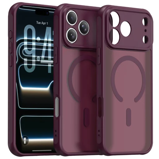 iPhone 18 Pro Max sötét cseresznye Techsuit HaloFrost II MagSafe tok - 1