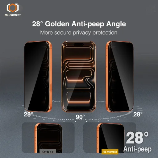 iPhone 18 Pro Tel Protect 10X Privacy betekintésgátló, DLC bevonatú edzett üveg - 12