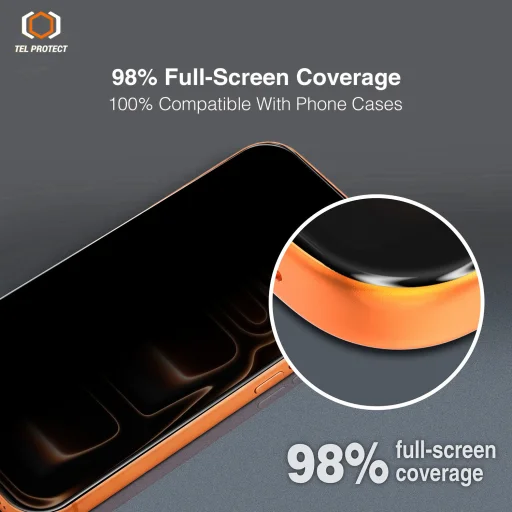 iPhone 18 Pro Tel Protect 10X Privacy betekintésgátló, DLC bevonatú edzett üveg - 13