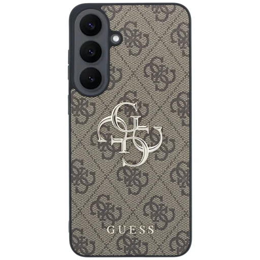 Guess Leather 4G zadný kryt s kovovým logom pre Samsung Galaxy S26 FE, hnedý - 3