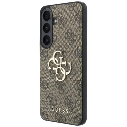 Guess Leather 4G zadný kryt s kovovým logom pre Samsung Galaxy S26 FE, hnedý - 2