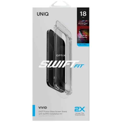 iPhone 18 Pro UNIQ Optix SwiftFit Vivid DX2 tvrdené sklo s inštalačným rámčekom - 7