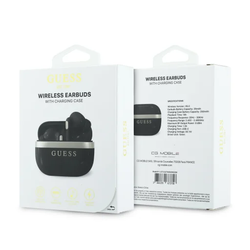 Guess Gold Line Glossy Finish TWS bezdrôtové slúchadlá, čierne - 6