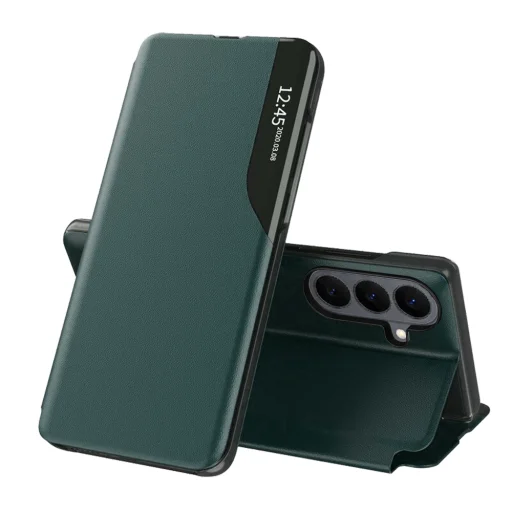 Samsung Galaxy S26 Plus tmavozelené bočné otváracie flipové puzdro Techsuit eFold Series - 1