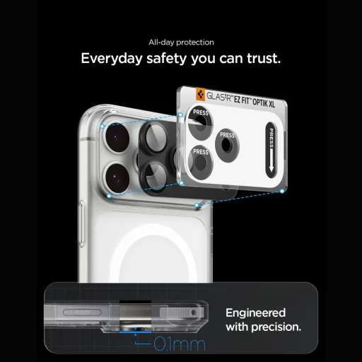 iPhone 18 Pro sötétszürke Spigen Optik Pro XL Glas.tR EZ Fit kameravédő edzett üveg - 6