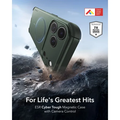 Apple iPhone 17 Pro / 18 Pro zöld ESR Cyber Tough MagSafe ütésálló tok - 2