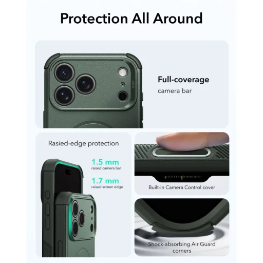 Apple iPhone 17 Pro / 18 Pro zelené ESR Cyber Tough MagSafe nárazuvzdorné puzdro - 3