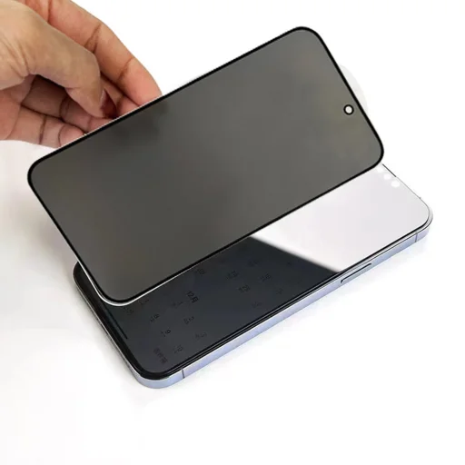 iPhone 18 Pro Max Privacy tvrdené sklo s čiernym rámom - 5
