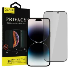 iPhone 18 Pro Max Privacy tvrdené sklo s čiernym rámom