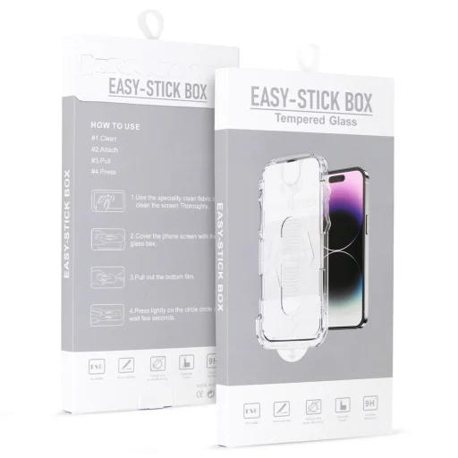  iPhone 17 Pro Max / 18 Pro Max fekete Easy-Stick Full Glue edzett üveg kijelzővédő felhelyező kerettel - 1