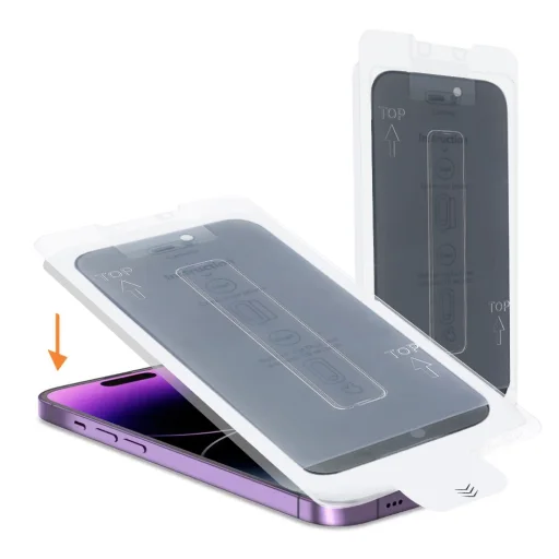  iPhone 17 Pro Max / 18 Pro Max fekete betekintésgátló edzett üveg Easy-Stick felhelyező kerettel - 2