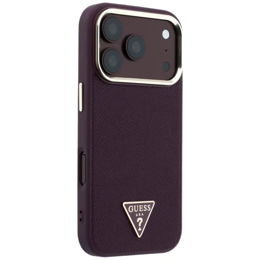iPhone 18 Pro / 17 Pro burgundské Guess puzdro so zrnitou textúrou a trojuholníkovým logom MagSafe - 4