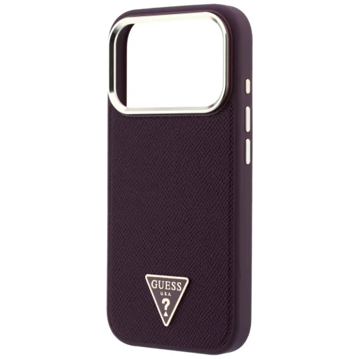 iPhone 18 Pro / 17 Pro burgundské Guess puzdro so zrnitou textúrou a trojuholníkovým logom MagSafe - 6