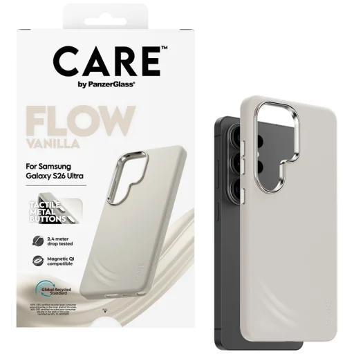Samsung Galaxy S26 Ultra vanilkový silikónový kryt CARE by PanzerGlass Flow Qi - 4