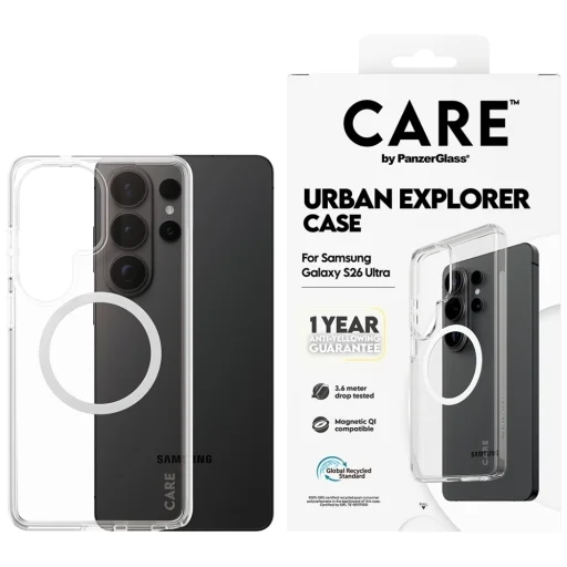 Samsung Galaxy S26 Ultra átlátszó fehér CARE by PanzerGlass Urban Explorer tok - 1