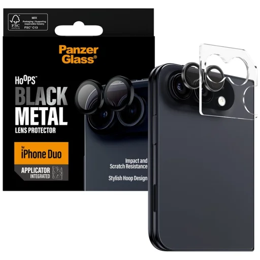 iPhone Duo čierne PanzerGlass Hoops tvrdené sklo na objektív fotoaparátu - 2