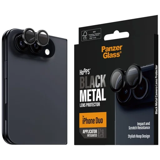iPhone Duo čierne PanzerGlass Hoops tvrdené sklo na objektív fotoaparátu - 3