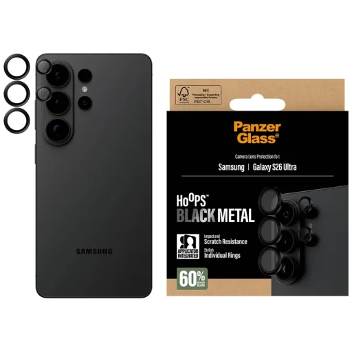 Samsung Galaxy S26 Ultra čierne PanzerGlass Hoops tvrdené sklo na šošovky fotoaparátu - 1