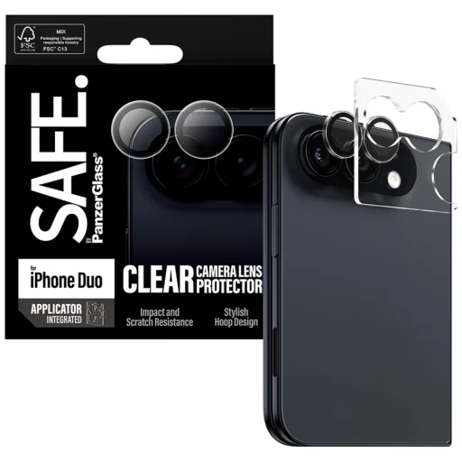 iPhone Duo SAFE by PanzerGlass kameravédő edzett üveg EasyAligner felhelyezővel - 2