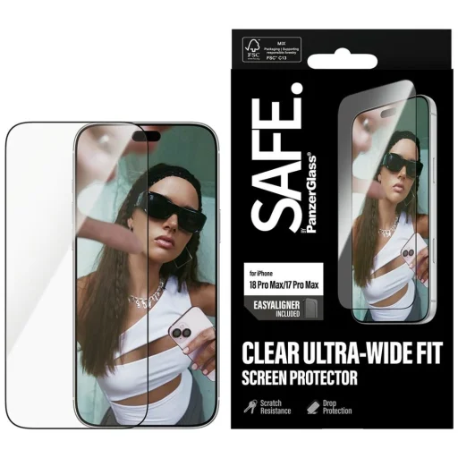 Apple iPhone 18 Pro Max / 17 Pro Max SAFE by PanzerGlass Ultra-Wide Fit betekintésgátló edzett üveg kijelzővédő EasyAligner felhelyezővel - 1