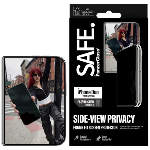 iPhone Duo SAFE by PanzerGlass Privacy Sub Screen 2-Way Ultra-Wide Fit s EasyAlignerom - 9