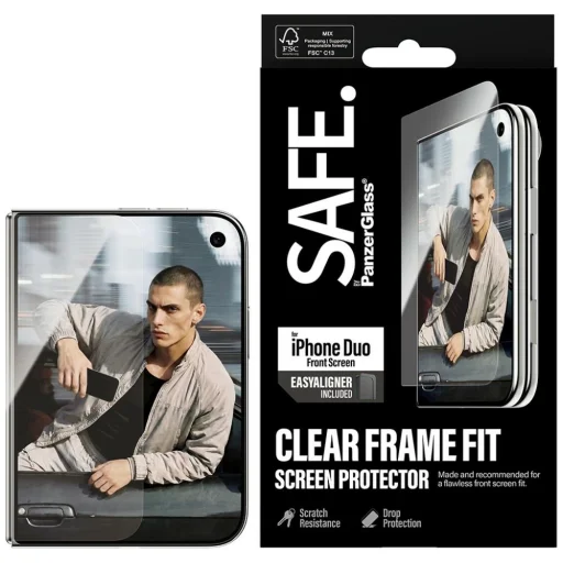 iPhone Duo SAFE by PanzerGlass Sub-Screen Protector Ultra-Wide Fit edzett üveg kijelzővédő EasyAlignerrel - 1