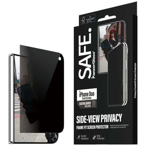 iPhone Duo SAFE by PanzerGlass Privacy Sub Screen 2-Way Ultra-Wide Fit s EasyAlignerom - 3