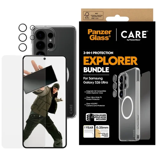 Samsung Galaxy S26 Ultra CARE by PanzerGlass 3 az 1-ben védőszett (tok, kijelzővédő üveg és kameralencse-védő) - 1