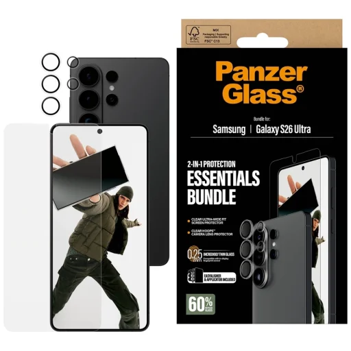 Samsung Galaxy S26 Ultra PanzerGlass Hoops 2 az 1-ben Ultra-Wide Fit üveg kijelzővédő + lencsevédő készlet - 1