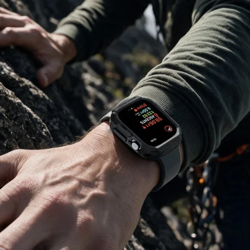  Apple Watch 12 (42 mm) matt fekete Spigen Rugged Armor védőtok - 4
