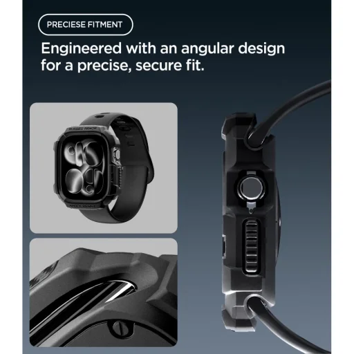  Apple Watch 12 (42 mm) matt fekete Spigen Rugged Armor védőtok - 6