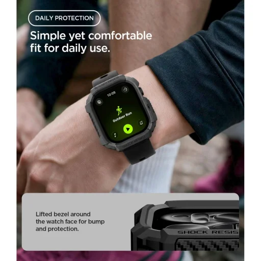  Apple Watch 12 (42 mm) matt fekete Spigen Rugged Armor védőtok - 7