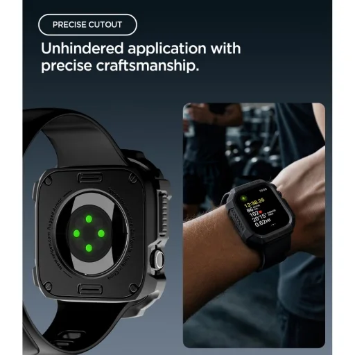  Apple Watch 12 (42 mm) matt fekete Spigen Rugged Armor védőtok - 8