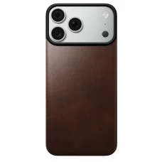 iPhone 18 Pro Max / 17 Pro Max rustikálne hnedý Nomad Magnetic Leather Back magnetický kožený zadný kryt s podporou MagSafe
