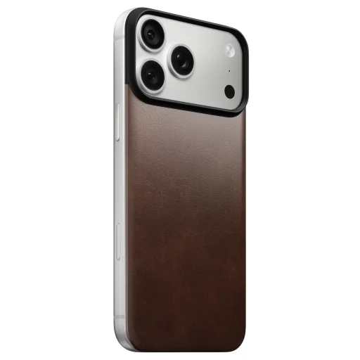 iPhone 18 Pro Max / 17 Pro Max rustikálne hnedý Nomad Magnetic Leather Back magnetický kožený zadný kryt s podporou MagSafe - 2