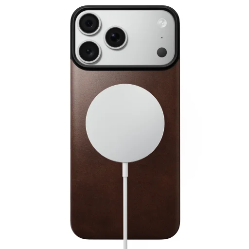 iPhone 18 Pro Max / 17 Pro Max rustikálne hnedý Nomad Magnetic Leather Back magnetický kožený zadný kryt s podporou MagSafe - 3
