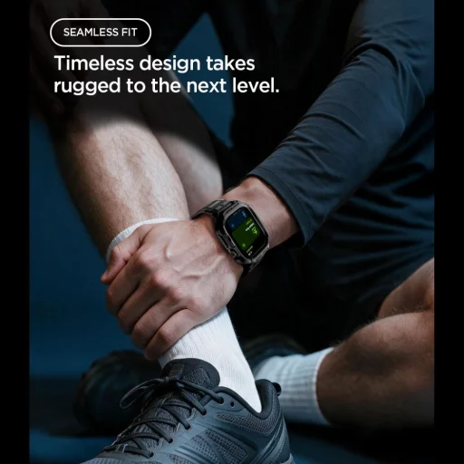  Apple Watch 12 (46 mm) matt fekete Spigen Rugged Armor Pro szíj beépített tokkal - 5
