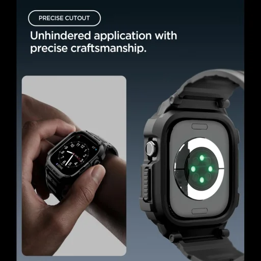  Apple Watch 12 (46 mm) matt fekete Spigen Rugged Armor Pro szíj beépített tokkal - 7