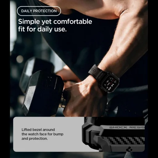  Apple Watch 12 (46 mm) matt fekete Spigen Rugged Armor Pro szíj beépített tokkal - 9