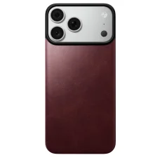 iPhone 18 Pro Max / 17 Pro Max bordó Nomad Magnetic Leather Back MagSafe kompatibilis mágneses bőr hátlapvédő
