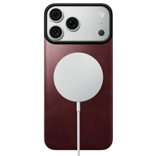 iPhone 18 Pro Max / 17 Pro Max bordový Nomad Magnetic Leather Back magnetický kožený zadný kryt kompatibilný s MagSafe - 3