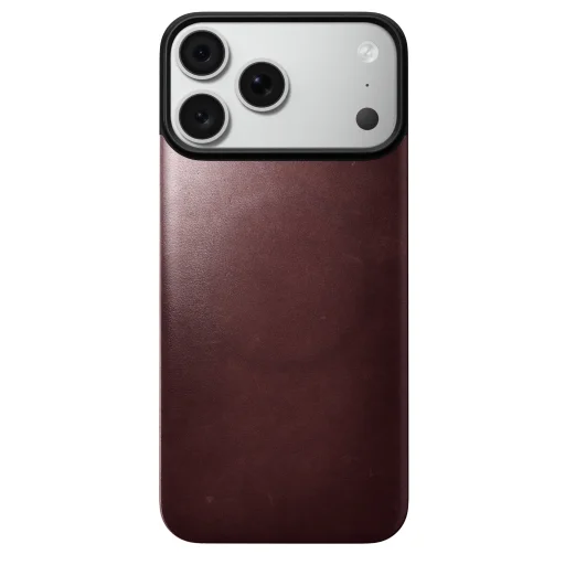 iPhone 18 Pro Max / 17 Pro Max bordový Nomad Magnetic Leather Back magnetický kožený zadný kryt kompatibilný s MagSafe - 4