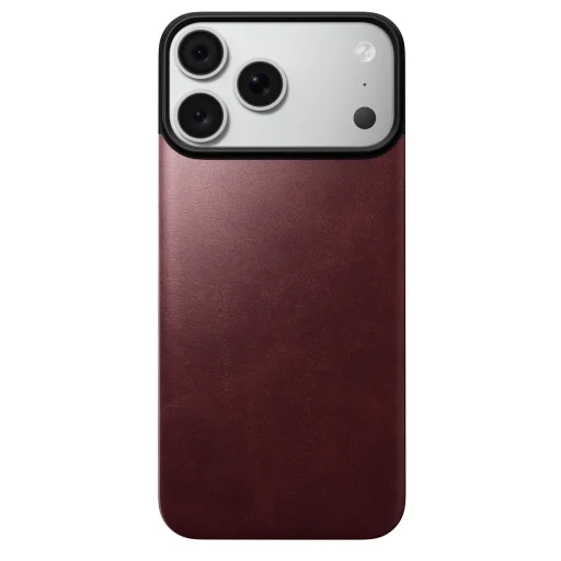 iPhone 18 Pro Max / 17 Pro Max bordový Nomad Magnetic Leather Back magnetický kožený zadný kryt kompatibilný s MagSafe - 1