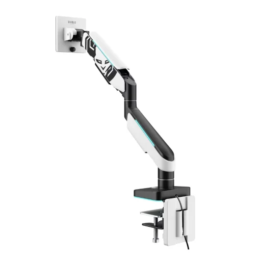 Diablo RGB X-Arm stolný držiak na monitor s LED RGB osvetlením, 17–49", bielo-čierny - 2